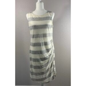 Symphony &‎ Note Women's Ivory & Gray Striped Linen Blend Lined Tank Dress Small